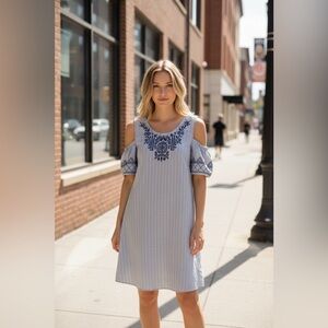 DRESS Knox Rose Striped cold shoulder dress